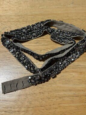 Womens Vera Wang Khaki Fabric Rhinestone Waist Belt M